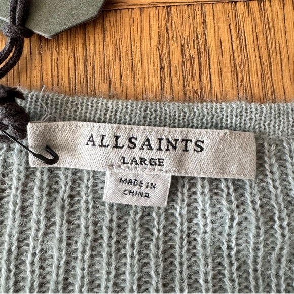 NWT Allsaints Large Leanne Crop Top Green Bay Knit Wool Alpaca Blend - Picture 9 of 9